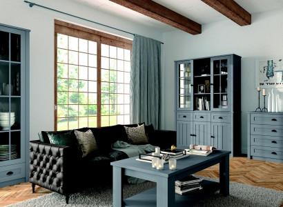 Wohnzimmer Set Vitrine Kommode Wohnwände Kommoden sideboard Schrank Tisch 4tlg